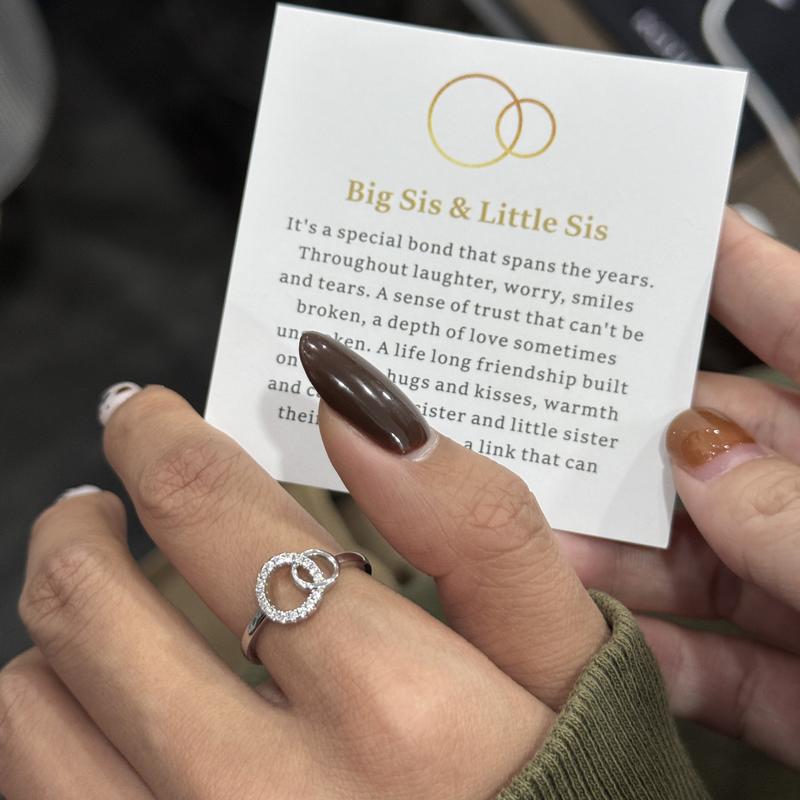 Adjustable 925 Sterling Silver Big Sis' & Little Sis Ring