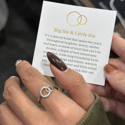 Adjustable 925 Sterling Silver Big Sis' & Little Sis Ring